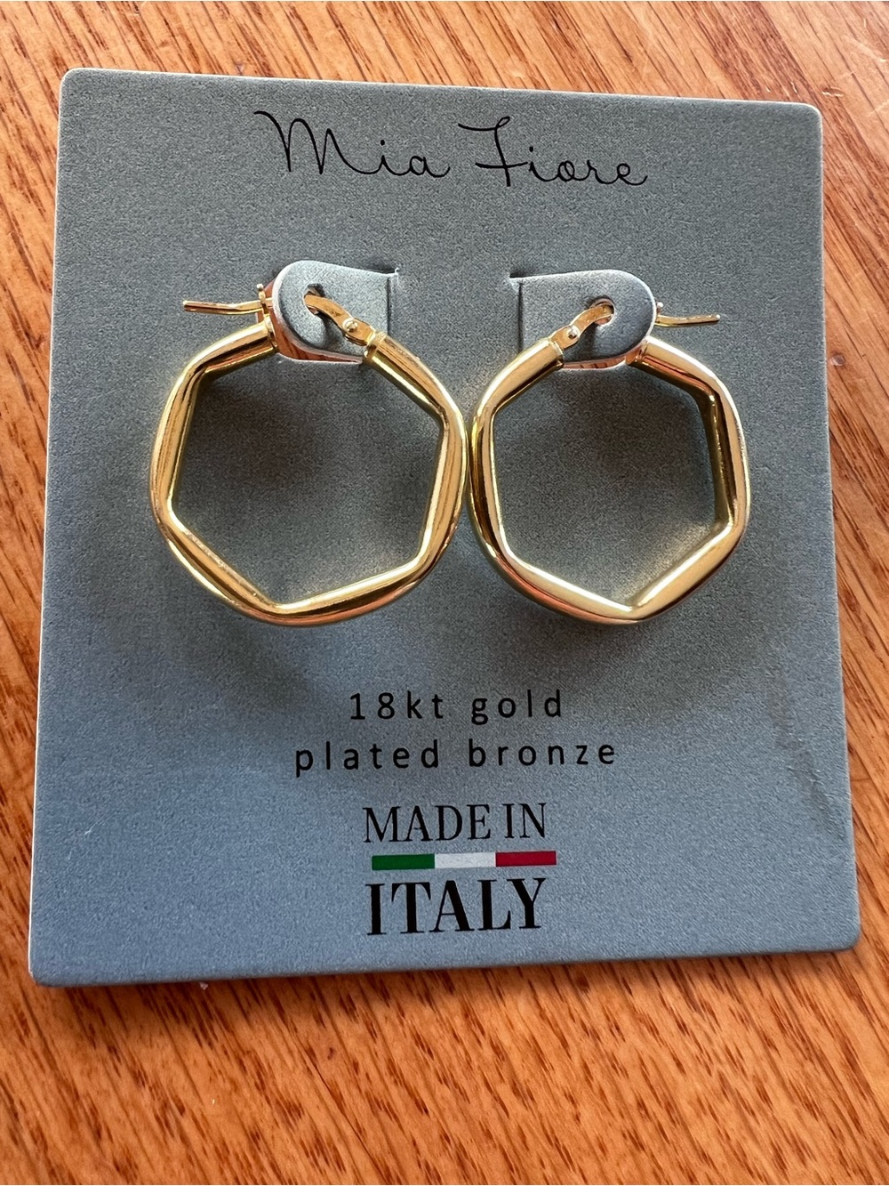 Mia Fiore 18kt Gold Plated Bronze Hex Hoop Earrings